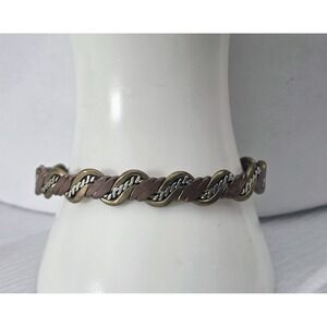 Vintage Cuff Bracelet Braided Brass Silver Copper Artisan Mixed Metals Handmade